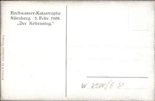 Ak Nürnberg in Mittelfranken Bayern, Hochwasserkatastrophe 1909, Kettensteg