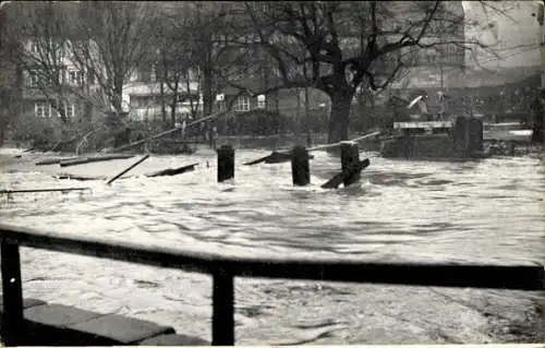 Ak Nürnberg in Mittelfranken, Insel Schütt, Hochwasser, Februar 1909