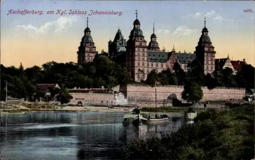 Ak Aschaffenburg Unterfranken Bayern, königliches Schloss Johannisburg