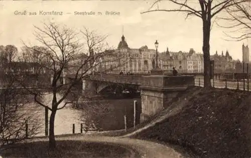 Ak Konstanz am Bodensee, Seestraße, Brücke