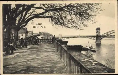 Ak Bonn am Rhein, Rheinanlagen, Alter Zoll, Promenade, Brücke