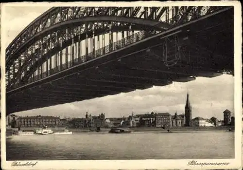 Ak Düsseldorf am Rhein, Teilansicht, Rheinpanorama, Brücke