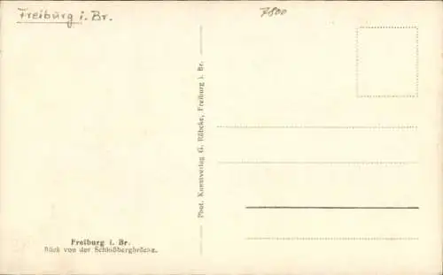 Ak Freiburg im Breisgau, Münster, Blick von der Schlossbergbrücke
