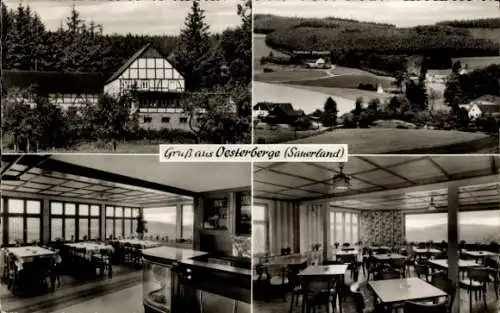 Ak Oesterberge Eslohe im Sauerland, Gasthaus Bergeshöh, Joh. Quinkert, Innenansicht