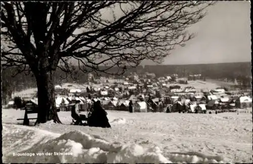 Ak Braunlage im Oberharz, Blick von der Skiwiese, Winter