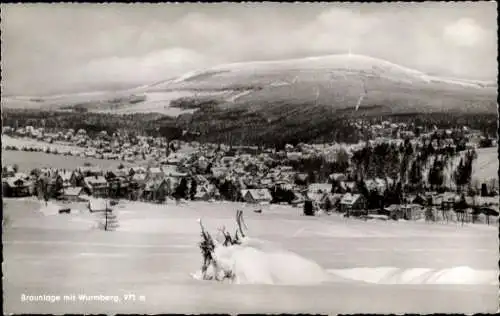 Ak Braunlage im Oberharz, Panorama, Wurmberg, Winter