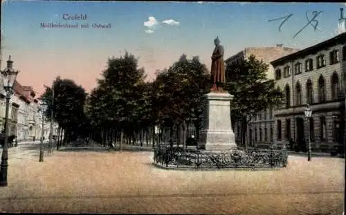 Ak Krefeld am Niederrhein, Moltkedenkmal mit Ostwall