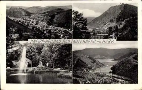 Ak Bad Lauterberg im Harz, Panorama, Fontäne