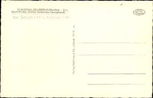 Ak Clausthal Zellerfeld im Oberharz, Marktkirche