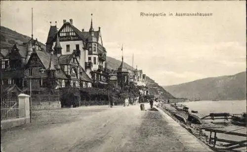 Ak Assmannshausen Rüdesheim am Rhein, Rheinpartie