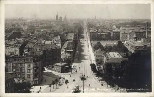 Ak Karlsruhe in Baden, Panorama von der Bernharduskirche aus