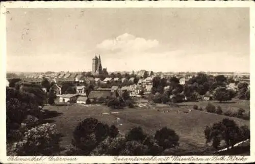 Ak Blumenthal an der Weser Hansestadt Bremen, Gesamtansicht, Wasserturm, Luth. Kirche