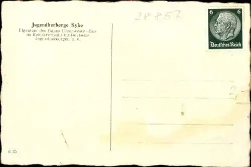 Ak Syke in Niedersachsen, Innenansicht der Jugendherberge