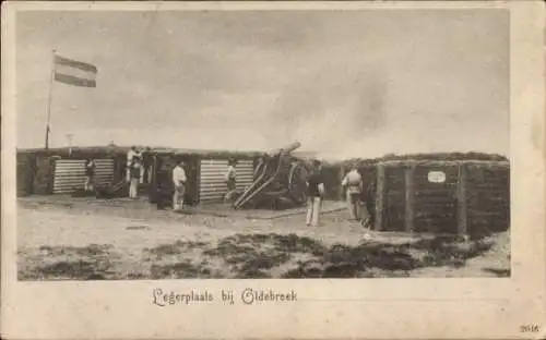 Ak Oldebroek Gelderland, Truppenlager, Geschütz, Soldaten