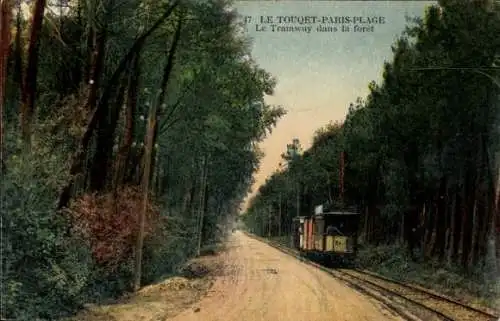 Ak Le Touquet Paris Plage Pas de Calais, Tramway dans la Foret