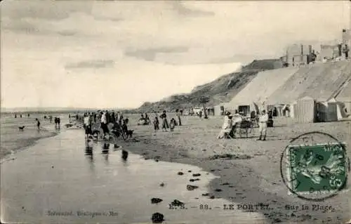 Ak Le Portel Pas de Calais, Sur la Plage