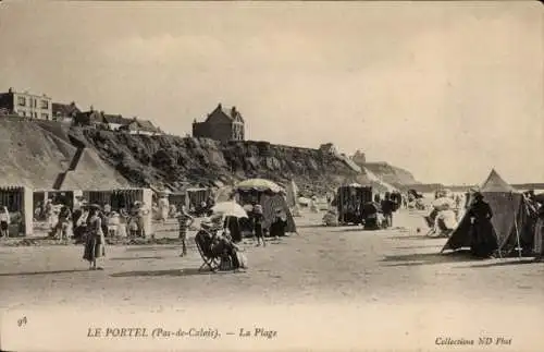 Ak Le Portel Pas de Calais, Plage