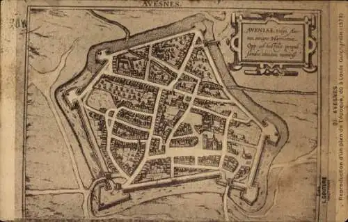 Stadtplan Ak Avesnes sur Helpe Nord, Gesamtansicht