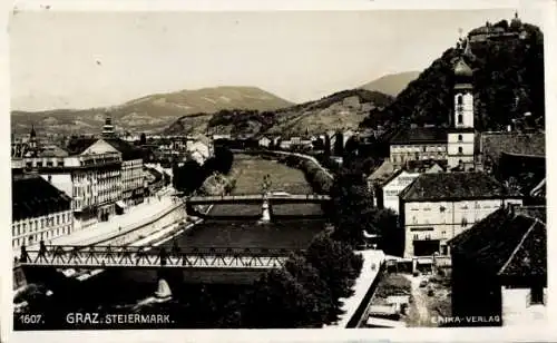 Ak Graz Steiermark, Teilansicht, Brücken