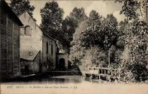 Ak Sens Yonne, Die Wassermühle von Pont Bruant