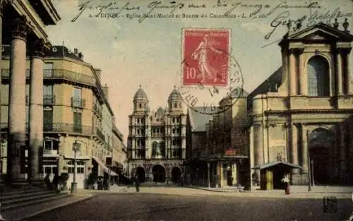 Ak Dijon Côte d'Or, Kirche Saint-Michel und Bourse du Commerce