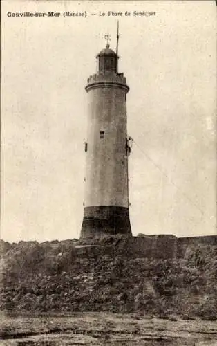 Ak Gouville sur Mer Manche, Leuchtturm von Sénéquet, Leuchtturm