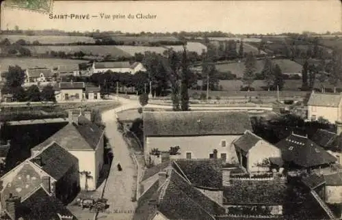 Ak Saint Privé Yonne, Vue Prise de Clocher