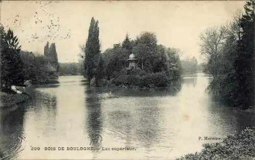 Ak Paris XVI, Bois de Boulogne, Lac superieur