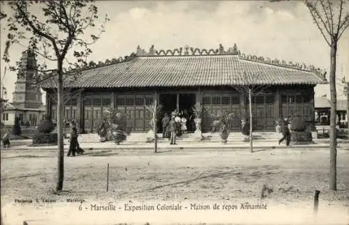 Ak Marseille Bouches du Rhône, Exposition Coloniale, Maison de repos Annamite