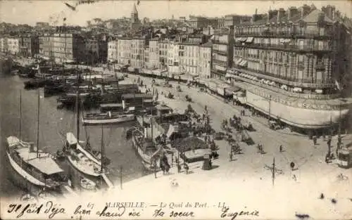 Ak Marseille Bouches du Rhône, Quai du Port