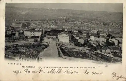 Ak Marseille Bouches du Rhône, Panorama, prise de N. D. de la Garde