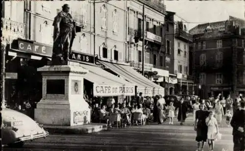 Ak Saint Tropez Var, Quai de Suffren, Statue du Bailli de Suffren