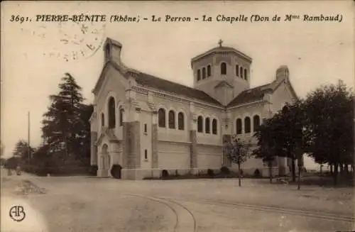 Ak Pierre Bénite Rhône, Le Perron, Chapelle, Don de Madame Rambaud