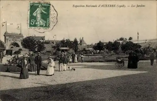 Ak Auxerre Yonne, Exposition Nationale, Les Jardins