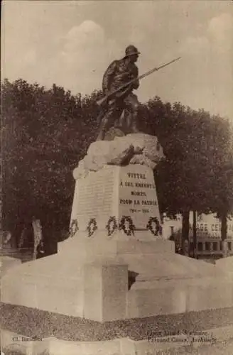 Ak Frankreich, Denkmal, Soldat mit Bajonett