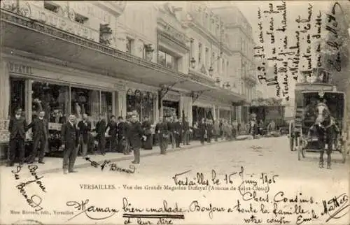 Ak Versailles Yvelines, Grands Magasins Dufayel, Avenue de Saint Cloud