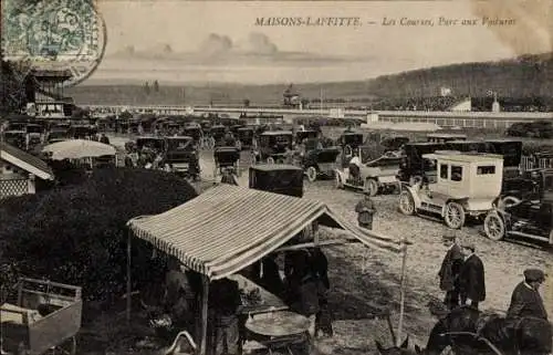 Ak Maisons Laffitte Yvelines, Pferderennplatz, Auto-Parkplatz