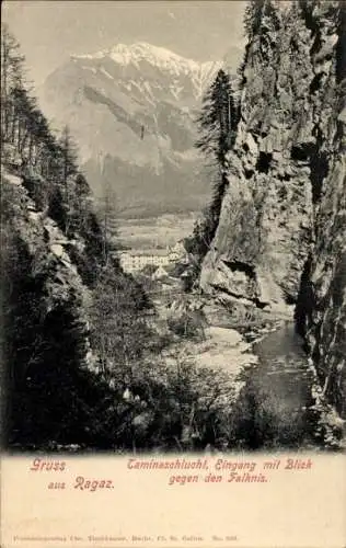 Ak Bad Ragaz Kanton St. Gallen, Taminaschlucht, Falknis
