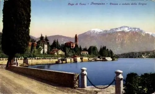 Ak Tremezzo Lago di Como Lombardia, Chiesa e veduta della Grigna