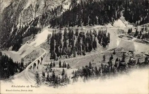 Ak Bergün Bravuogn Filisur Kanton Graubünden, Albulabahn, Gesamtansicht