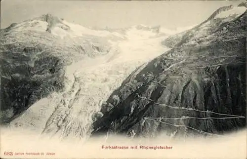 Ak Kanton Wallis, Furkastraße, Rhonegletscher