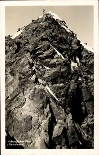 Ak Kärnten, Großglockner vom Kleinglockner, Kreuz auf dem Gipfel