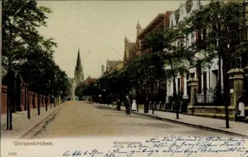 Ak Gelsenkirchen im Ruhrgebiet, Weststraße, Kirche