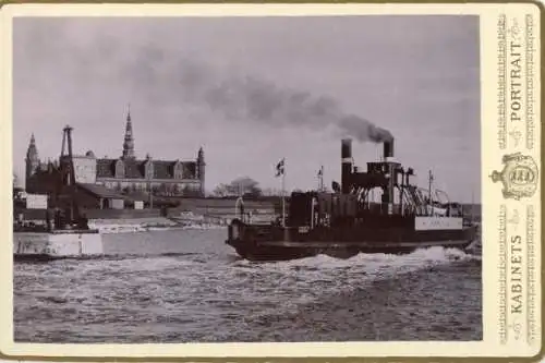 Kabinett Foto Helsingør Helsingör Dänemark, Fährschiff Kronenburg, 1893