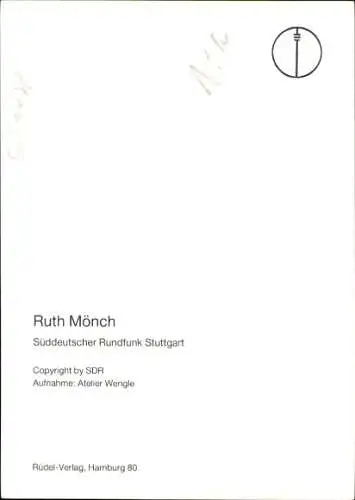 Ak Schauspielerin Ruth Mönch, Portrait, Autogramm