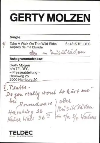 Ak Schauspielerin und Sängerin Gerty Molzen, Portrait, Autogramm