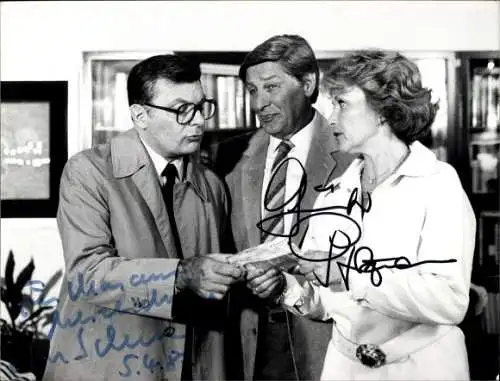 Ak Schauspieler Günter Pfitzmann, Peer Schmidt, Brigitte Grothum, Portrait, Autogramm