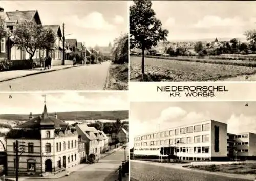 Ak Niederorschel im Eichsfeld Thüringen, Friedrich-Engel-Straße, Hauptstraße, Schule