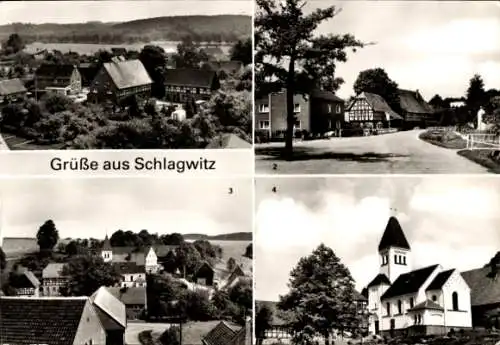 Ak Schlagwitz Ostrau in Sachsen, Muldental, Bachstraße, Dorfkirche