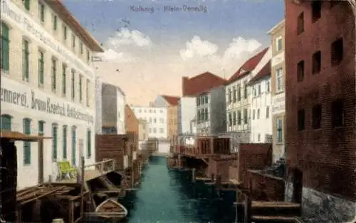 Ak Kołobrzeg Kolberg Pommern, Klein Venedig, Dampf-Färberei